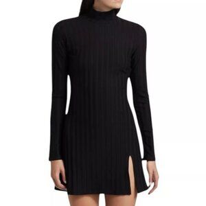 Reformation Libra Long Sleeve Rib Mock Neck Stretch Mini Dress